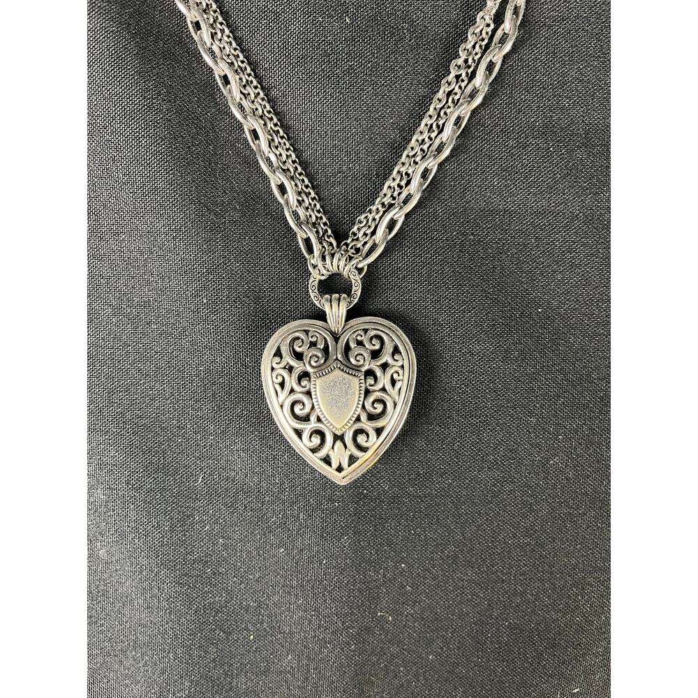 BRIGHTON HEART NECKLACE Scroll Reversible Pendant Multi Chain With Box Gift - Picture 2 of 9